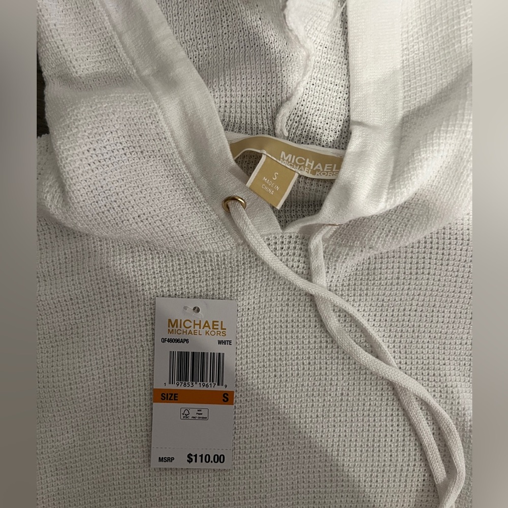 Michael Kors White Knit Summer Hoodie - NWT, Size Small - Picture 2 of 3